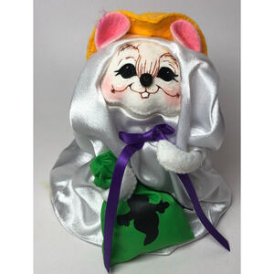2008 Annalee Doll 6" Halloween Trick Or Treat Ghost Mouse Green Bag White Sheet